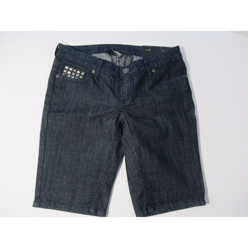 City Streets Ladies Blue Low Rise Jean Shorts Size 5 Studded Embellished NWT A16